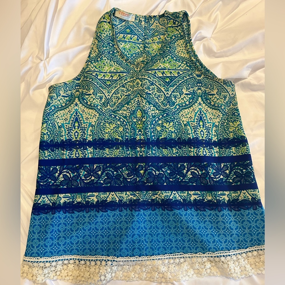 Shelton Split Back Patterned Sleeveless Top